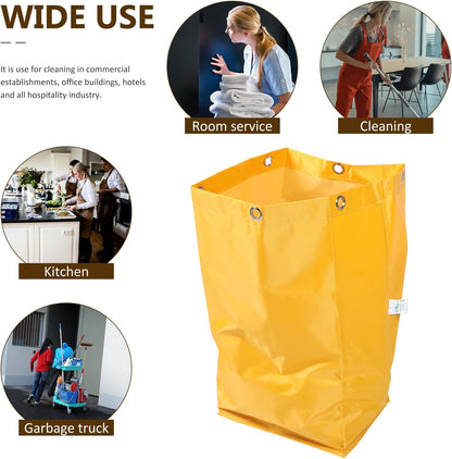 Janitorial Cart Bag Replacement 26.77X15.74X10.23 Inch Large Capacity Cleaning Trolley Bag with 6 Strong Hanging Holes for Housekeeping Cart Use in Hotels and Commercial Spaces