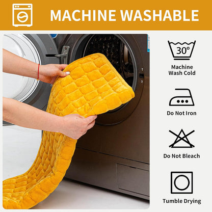 Velvet Couch Cover, Plush Sectional Sofa Cover Washable, Anti Slip Sofa Slipcover for 2-3 Cushion Sofas, Furniture Protector Covers for Pets & Kids(1PC,Mustard Yellow,36"×71")
