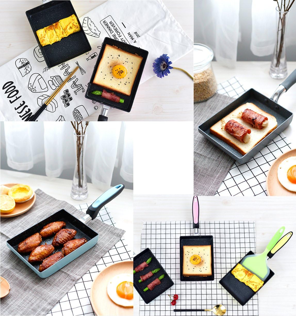 Tamagoyaki Japanese Omelette Pan - Non-stick Coating - Rectangle Mini Frying Pan (Yellow)