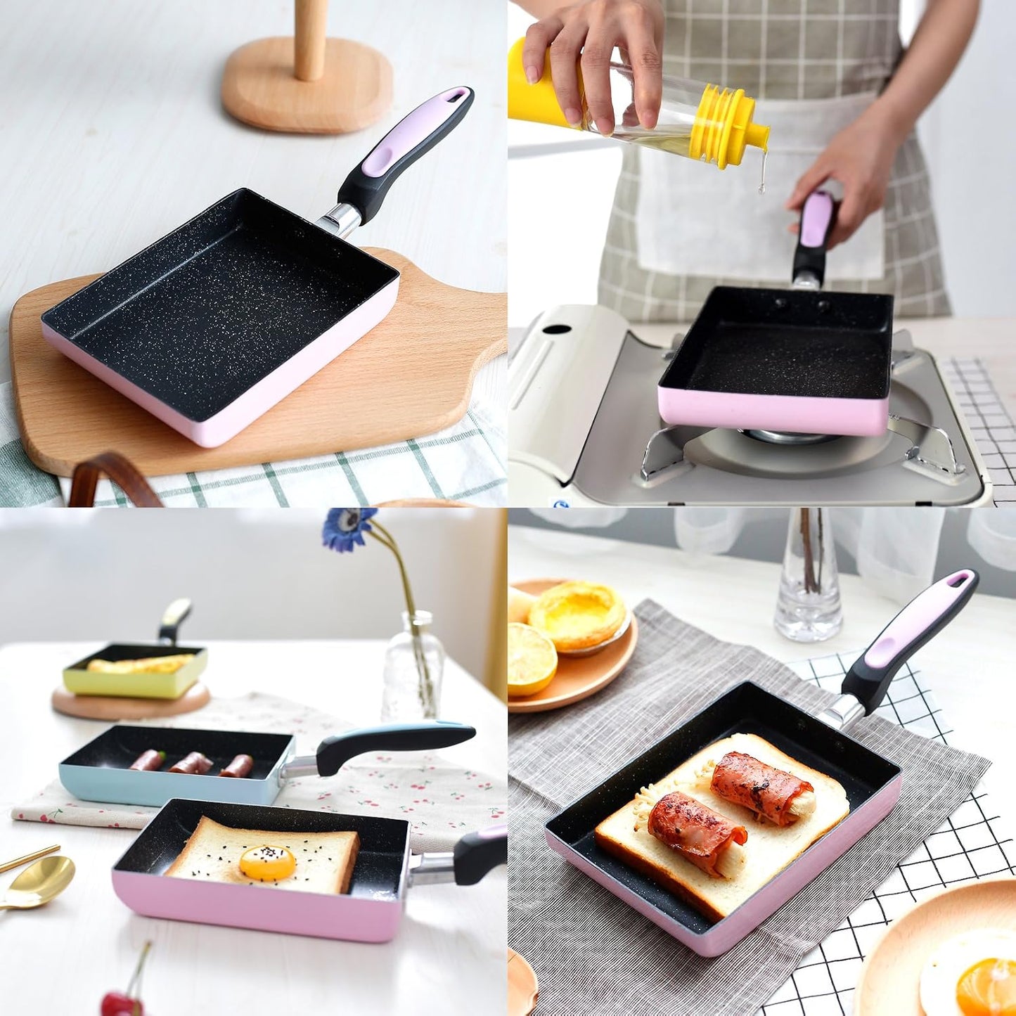 Tamagoyaki Japanese Omelette Pan - Non-stick Coating - Rectangle Mini Frying Pan (Yellow)