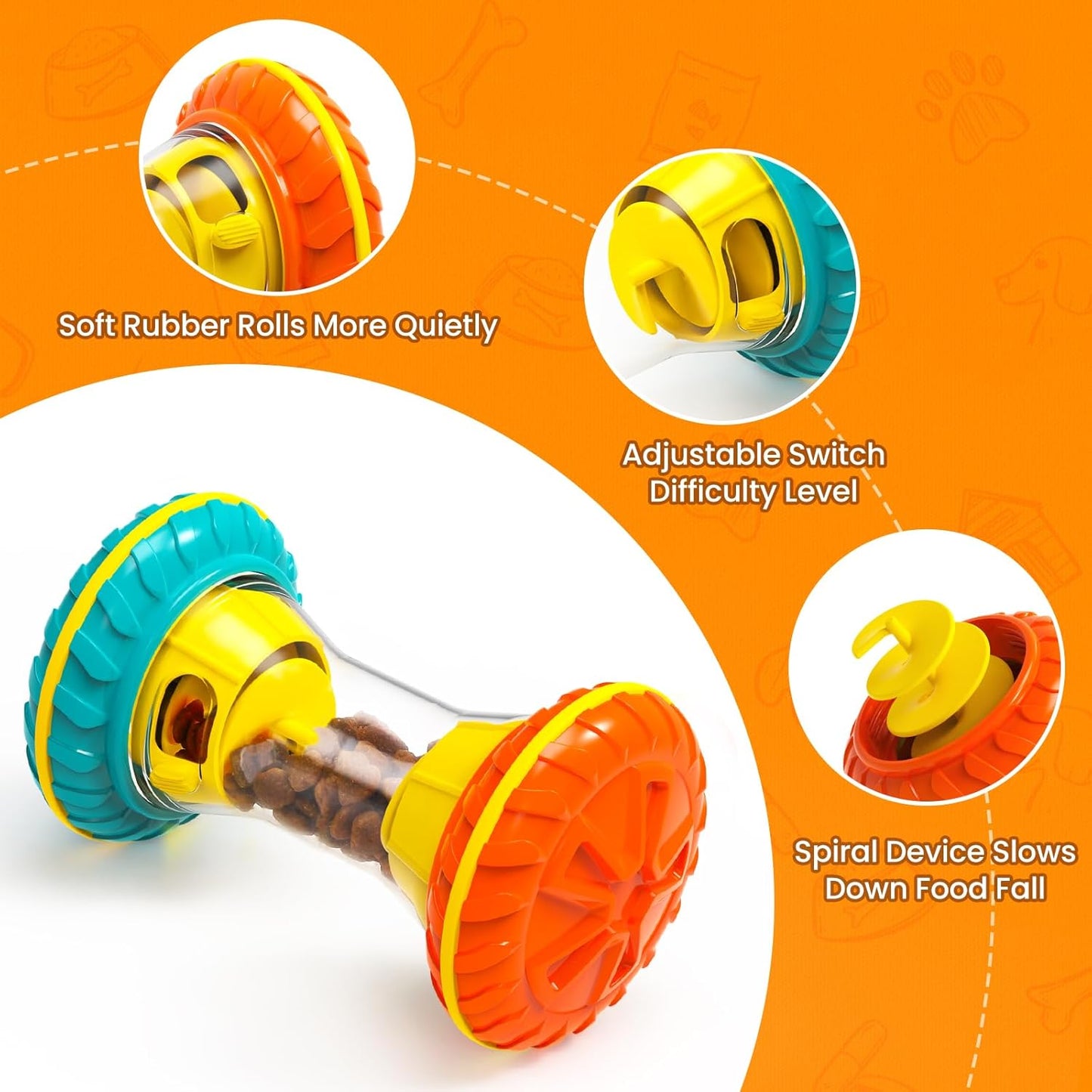 Interactive Dog Toys, Dog Puzzle Toys for Smart, Dog Enrichment Toy to Keep Them Busy, Treat Dispensing Toy Slow Puzzles Feeder, Yellow