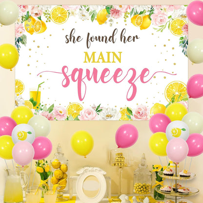 Lemon Bridal Shower Decorations, She Found Her Main Squeeze Decorations Backdrop, Balloons Arch Balloon Artificial Leaf for Lemon Themed Engagement Bachelorette