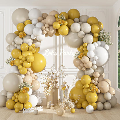 149Pcs Mustard Yellow Balloon Arch Garland Kit 18 12 10 5 Inch | Different Size 6Pcs 18" Yellow Sand White Latex Balloon for Sunflower Bee Gender Reveal Birthday baby Shower Party Decoration