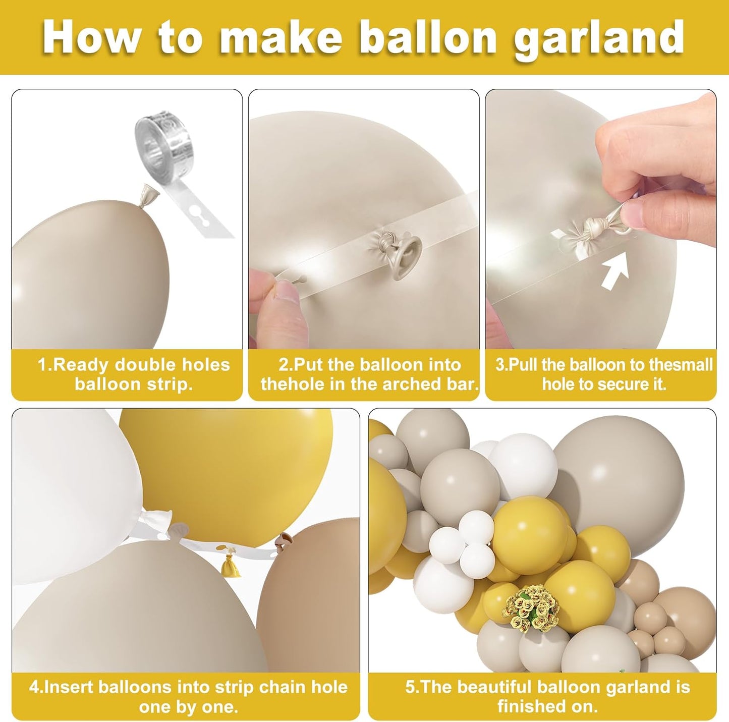 149Pcs Mustard Yellow Balloon Arch Garland Kit 18 12 10 5 Inch | Different Size 6Pcs 18" Yellow Sand White Latex Balloon for Sunflower Bee Gender Reveal Birthday baby Shower Party Decoration