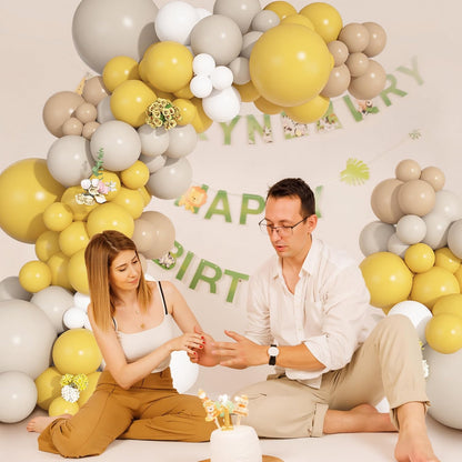 149Pcs Mustard Yellow Balloon Arch Garland Kit 18 12 10 5 Inch | Different Size 6Pcs 18" Yellow Sand White Latex Balloon for Sunflower Bee Gender Reveal Birthday baby Shower Party Decoration