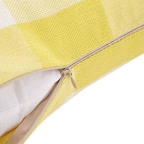 Lemon Yellow and White Buffalo Check Plaid Throw Pillow Covers Farmhouse Decorative Throw Pillow Case Indoor Outdoor Cushion Cover Pillowcase for Sofa 18 x 18 Inch Set of 2