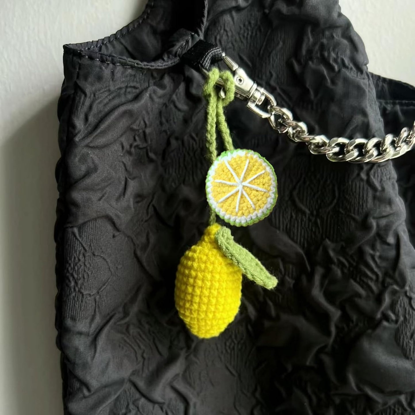Rear View Mirror Hanging Accessory, Cute Lemon Car Accessories, Crochet Car Decor, Hand Knitted Mirror Hanger