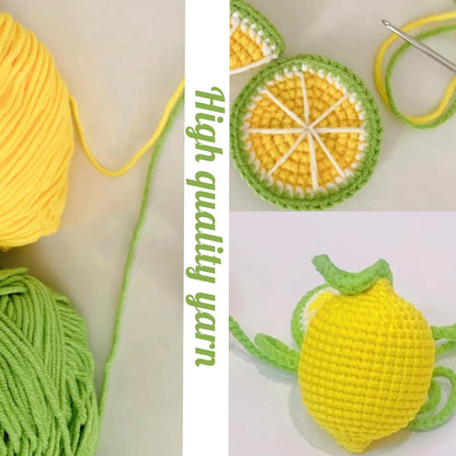 Rear View Mirror Hanging Accessory, Cute Lemon Car Accessories, Crochet Car Decor, Hand Knitted Mirror Hanger