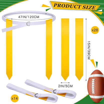 14/28 Player Flag Football Belt Set, Adjustable Football Flag and Belts Gift for Kid Youth Sports Team Backyard Game