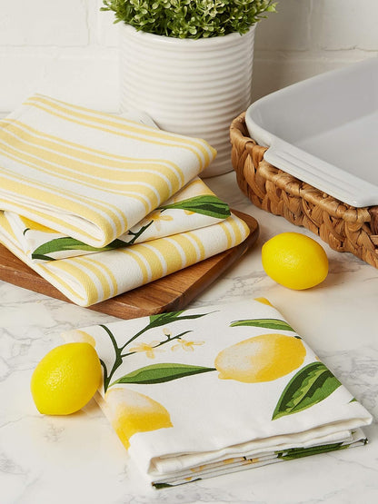 Lemon Bliss Kitchen Collection, Dishtowel Set, 4 Count