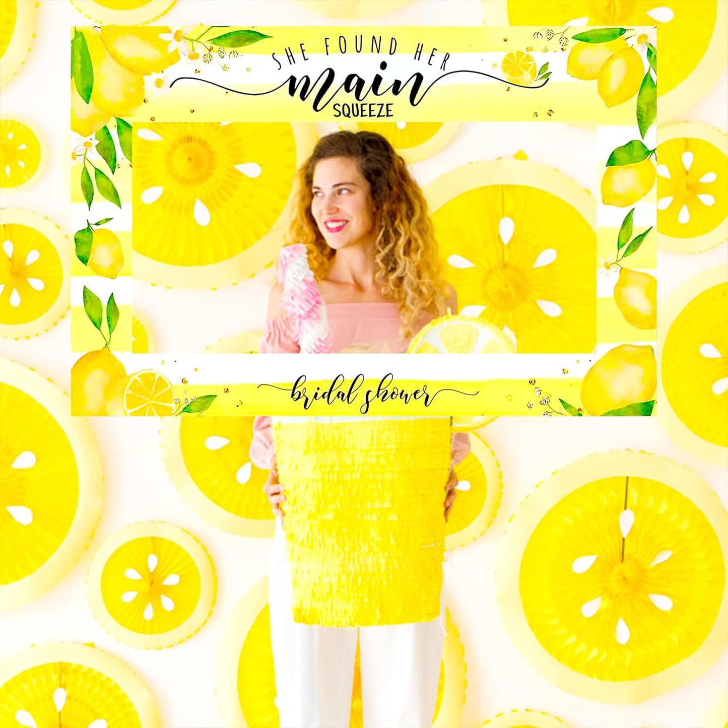 Lemon Bridal Shower Party Photo Booth Props Lemon Citrus Lemonade Theme Bride to Be Bachelorette Wedding Engagement Final Fiesta Hen Party Decor