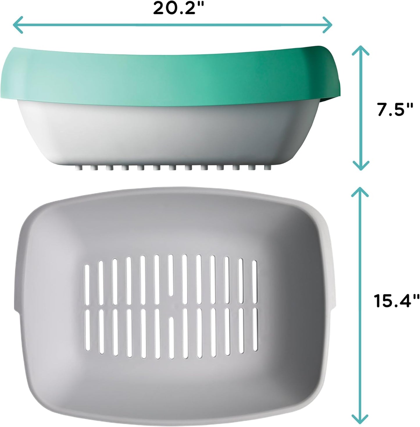 Litter Box - 3 Sifting Tray Cat Litter Box- Easy to Clean with Non-Stick Coating - Stylish, High-Sided Design with Spill Guard (15.4"x20.2"x7.5")
