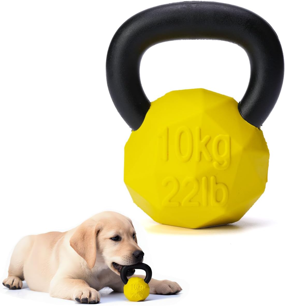 Indestructible Dog Toy for Aggressive Chewers - Heavy Duty Chew Ring with Durable Nylon and Treat Dispenser Rubber Base, Interactive Food Puzzle Dog Chew Toy,Medium Yellow for Puppy