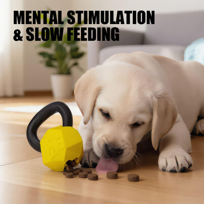 Indestructible Dog Toy for Aggressive Chewers - Heavy Duty Chew Ring with Durable Nylon and Treat Dispenser Rubber Base, Interactive Food Puzzle Dog Chew Toy,Medium Yellow for Puppy