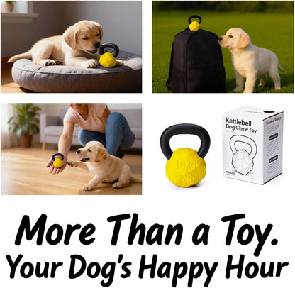 Indestructible Dog Toy for Aggressive Chewers - Heavy Duty Chew Ring with Durable Nylon and Treat Dispenser Rubber Base, Interactive Food Puzzle Dog Chew Toy,Medium Yellow for Puppy