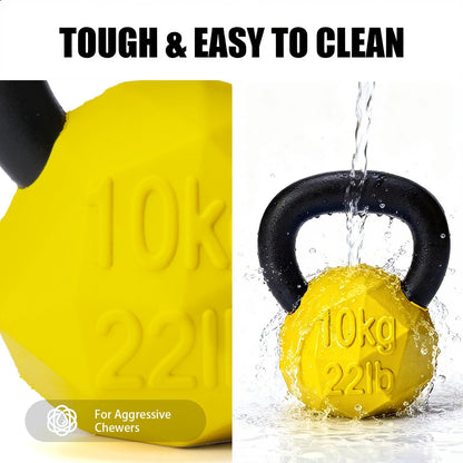 Indestructible Dog Toy for Aggressive Chewers - Heavy Duty Chew Ring with Durable Nylon and Treat Dispenser Rubber Base, Interactive Food Puzzle Dog Chew Toy,Medium Yellow for Puppy