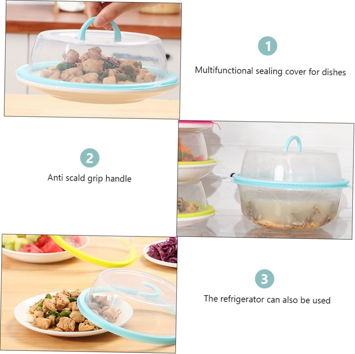 3pcs Portable Bowl Seal Lid Food-grade Silicone Microwave Cover for Easy Food Preservation Stackable Lightweight and Yellow