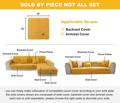 Sherpa Fleece Sofa Couch Covers Super Soft Warm Plush Sectional Couch Cover Luxury Fuzzy Furry Non Slip Sofa Slipcover Furniture Protector (Yellow,28"x28")
