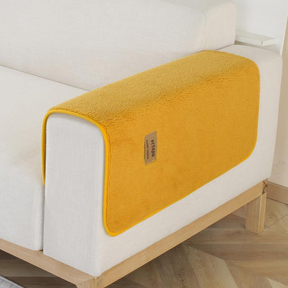 Sherpa Fleece Sofa Couch Covers Super Soft Warm Plush Sectional Couch Cover Luxury Fuzzy Furry Non Slip Sofa Slipcover Furniture Protector (Yellow,28"x28")