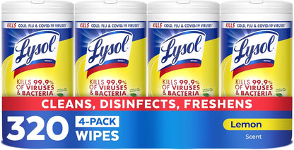 Disinfecting Wipes, Multi-Surface Cleaner, Lemon, 80 ct. (4 Pack)