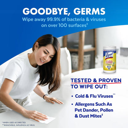 Disinfecting Wipes, Multi-Surface Cleaner, Lemon, 80 ct. (4 Pack)