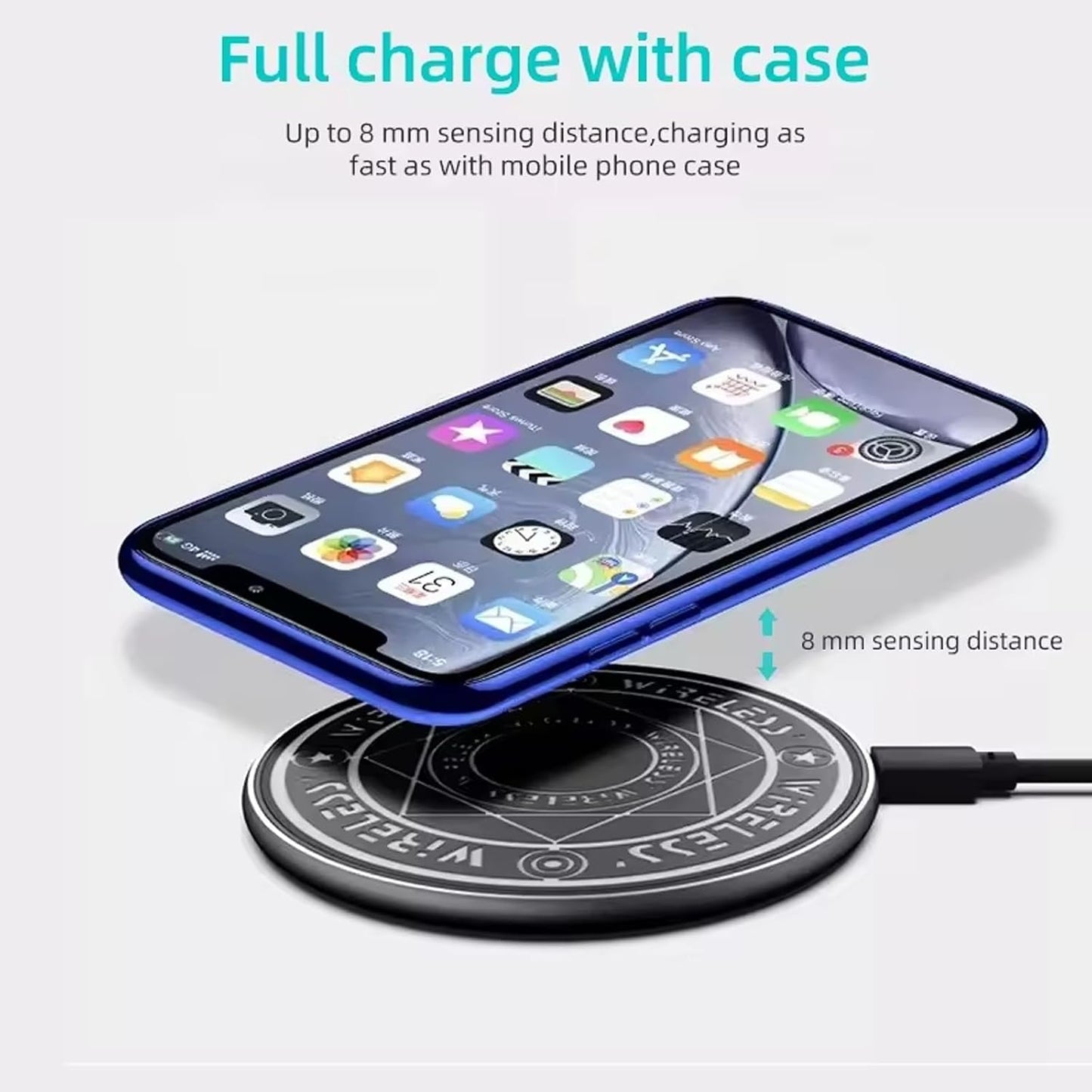 Magic Wireless Charger, Cell Phone Charging Station, Desktop Charging Pad, Automatic Induction Identification Charging with Qi-Certified, with Sound and Light Effects,Yellow