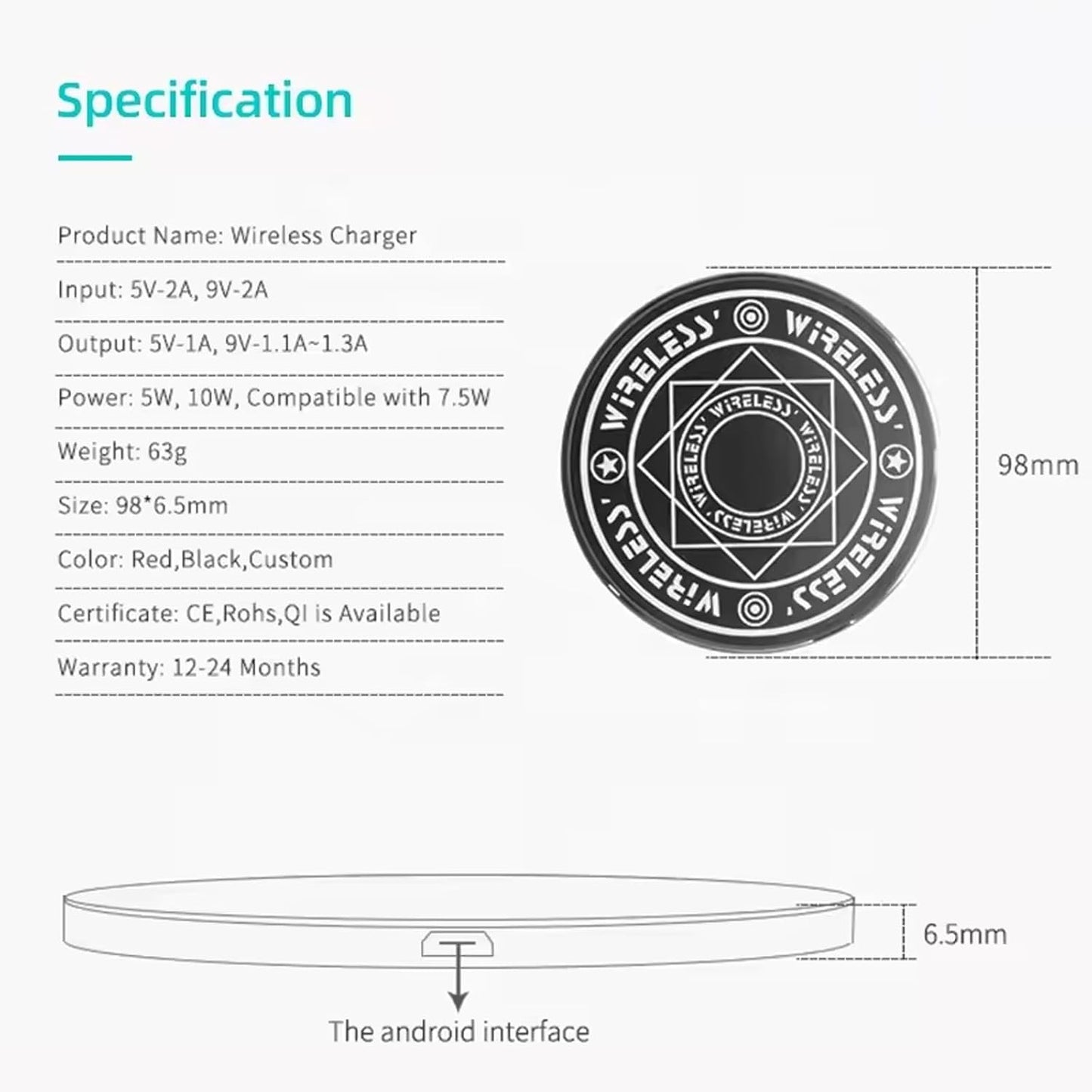 Magic Wireless Charger, Cell Phone Charging Station, Desktop Charging Pad, Automatic Induction Identification Charging with Qi-Certified, with Sound and Light Effects,Yellow