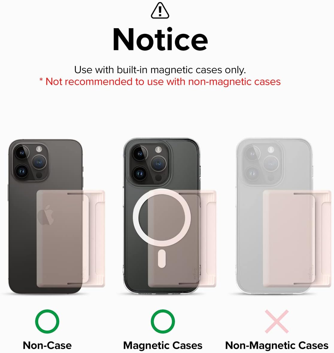 Magnetic Side Slot Card Holder [Compatible with MagSafe Wallet] Lightweight Hard Phone Wallet for Photocard Accessories ID Credit Card Holder for Phone Case - Peach Pink