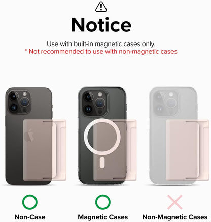 Magnetic Side Slot Card Holder [Compatible with MagSafe Wallet] Lightweight Hard Phone Wallet for Photocard Accessories ID Credit Card Holder for Phone Case - Peach Pink