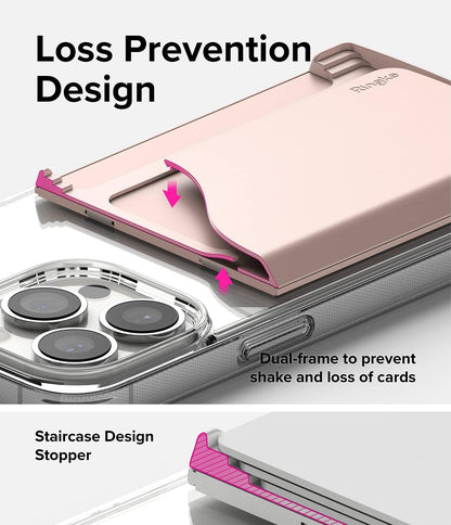 Magnetic Side Slot Card Holder [Compatible with MagSafe Wallet] Lightweight Hard Phone Wallet for Photocard Accessories ID Credit Card Holder for Phone Case - Peach Pink