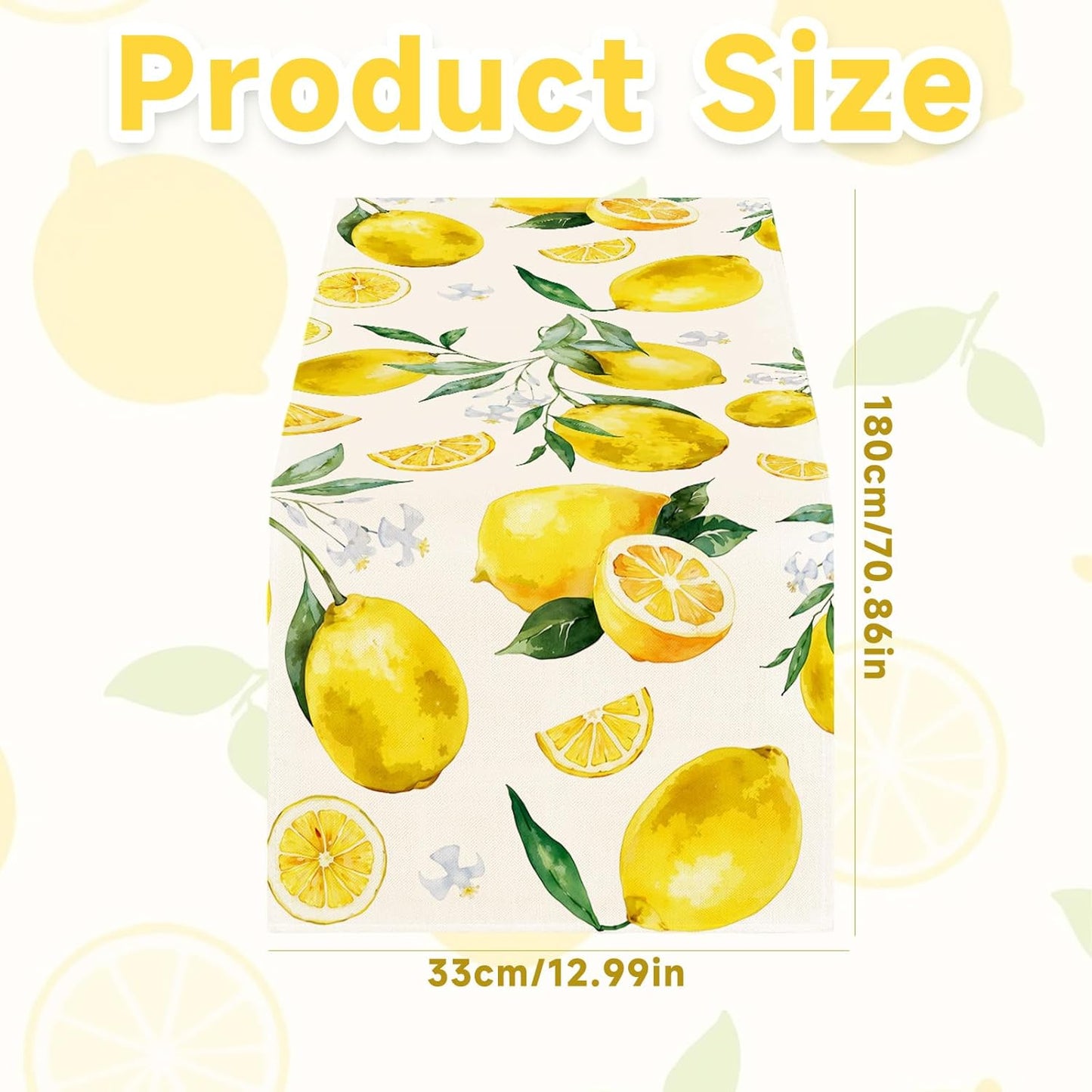 Lemon Table Runner, 14x108 Inch Summer Table Decor Polyester Yellow Citrus Fruit Kitchen Tables Runner with Lemon Print for Dining Room, Lemons Tables Decorations for Year-Round Gatherings