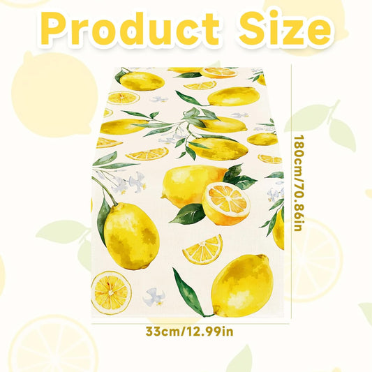 Lemon Table Runner, 14x108 Inch Summer Table Decor Polyester Yellow Citrus Fruit Kitchen Tables Runner with Lemon Print for Dining Room, Lemons Tables Decorations for Year-Round Gatherings