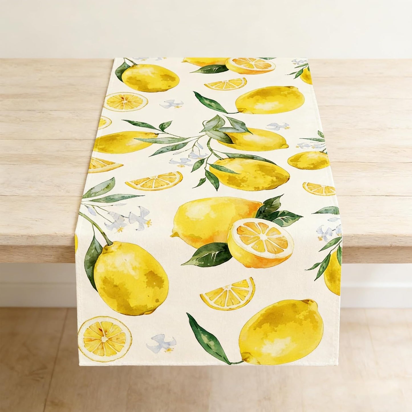 Lemon Table Runner, 14x108 Inch Summer Table Decor Polyester Yellow Citrus Fruit Kitchen Tables Runner with Lemon Print for Dining Room, Lemons Tables Decorations for Year-Round Gatherings