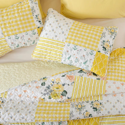 Floral Quilt Set Twin Size – Ultra Soft Lightweight Bedspread, 2 Piece Yellow Bedding Set (66"x90") with Pillowcases (20"x26"), All Season Coverlet for Bedroom & Guest Room