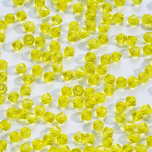 1000PCS 4mm Bicone Crystal Beads Faceted Spacer Loose Craft Beads Bulk for Jewelry Making Bracelets Necklace Earring Crafts (Yellow)