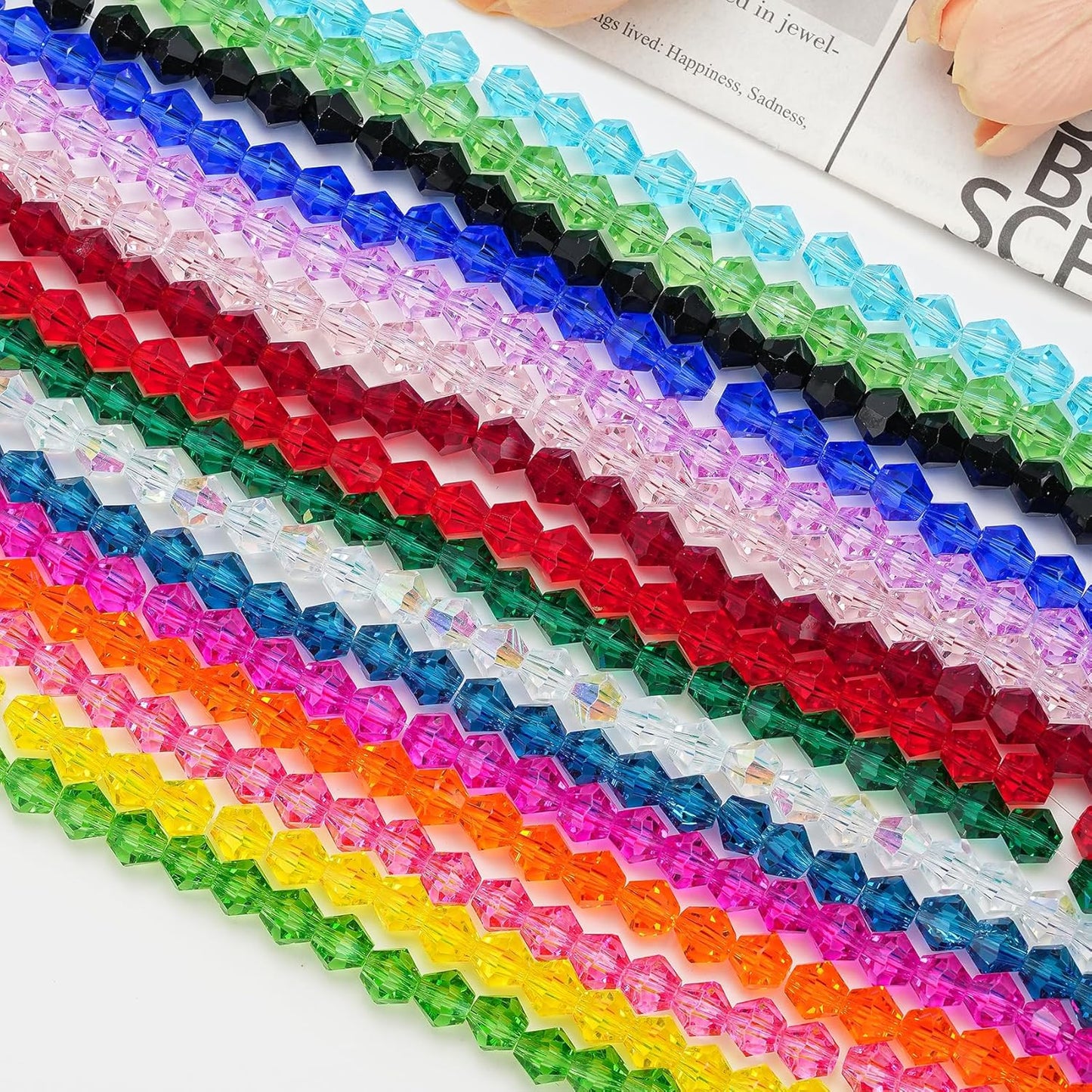 1000PCS 4mm Bicone Crystal Beads Faceted Spacer Loose Craft Beads Bulk for Jewelry Making Bracelets Necklace Earring Crafts (Yellow)