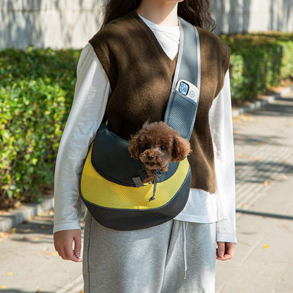 Pet Sling Carrier, Small Dog Sling Carrier, Puppy Cat Carrying Bag Purse Pouch, for Pooch Doggy Doggie Yorkie Chihuahua Baby Papoose Bjorn, Travel Front Backpack Chest Body Holder Pack (Yellow)