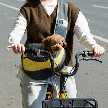 Pet Sling Carrier, Small Dog Sling Carrier, Puppy Cat Carrying Bag Purse Pouch, for Pooch Doggy Doggie Yorkie Chihuahua Baby Papoose Bjorn, Travel Front Backpack Chest Body Holder Pack (Yellow)