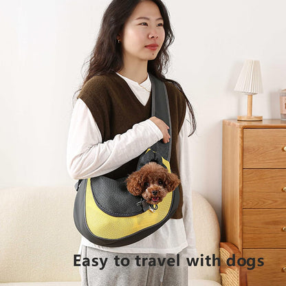 Pet Sling Carrier, Small Dog Sling Carrier, Puppy Cat Carrying Bag Purse Pouch, for Pooch Doggy Doggie Yorkie Chihuahua Baby Papoose Bjorn, Travel Front Backpack Chest Body Holder Pack (Yellow)