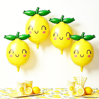 4PCS Lemon Balloons for She Found Her Main Squeeze Bridal Shower/Summer Party/Lemonade Party/Tropical Fruit Birthday/Pool Party/Amalfi Coast Lemon Decor