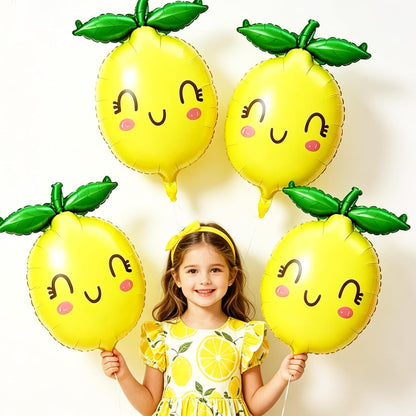 4PCS Lemon Balloons for She Found Her Main Squeeze Bridal Shower/Summer Party/Lemonade Party/Tropical Fruit Birthday/Pool Party/Amalfi Coast Lemon Decor