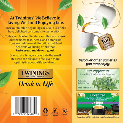 Lemon & Ginger Herbal Tea Individually Wrapped Bags, 100 Count (Pack of 1), Tangy Lemon, Spicy Ginger, Naturally Caffeine-Free, Enjoy Hot or Iced, 100 Teabags