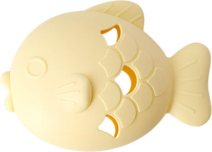 Fish Cat Teething Toy, Food-Grade Silicone Pet Treat Dispensing Toy for Cat & Dog Dental Care Chew (Yellow)