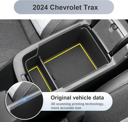 SKTU for 2024 2025 2026 Chevrolet Trax Center Console Organizer 2024 2025 2026 Chevy Trax Insert ABS Materials Tray Armrest Box 2024 2025 2026 Chevy Trax Accessories with Sunglasses Holder (Yellow)