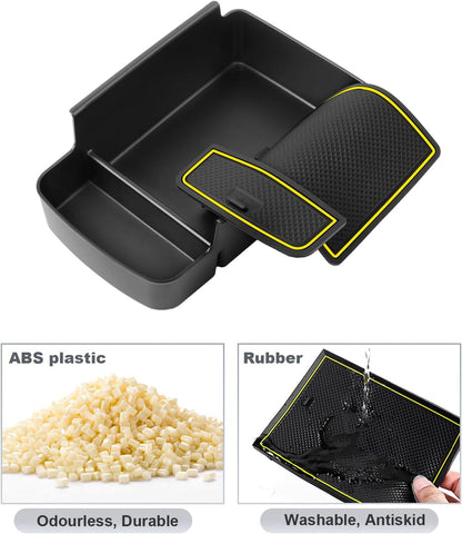 SKTU for 2024 2025 2026 Chevrolet Trax Center Console Organizer 2024 2025 2026 Chevy Trax Insert ABS Materials Tray Armrest Box 2024 2025 2026 Chevy Trax Accessories with Sunglasses Holder (Yellow)
