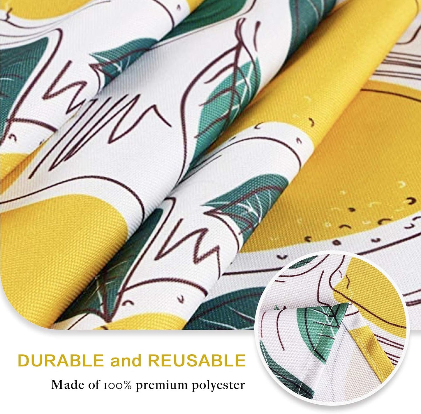 Outdoor Tablecloth with Umbrella Hole and Zipper, Spring/Summer Waterproof Table Cover for Picnic/BBQ/Garden(60" Round,Lemon)
