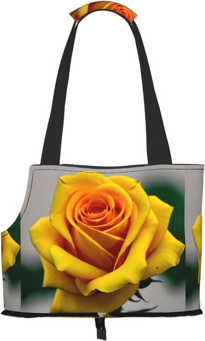 Yellow Rose Print Pet Tote Bag,Single Shoulder Carrier, Pet Travel Handbag For Small Dogs & Cats Outings