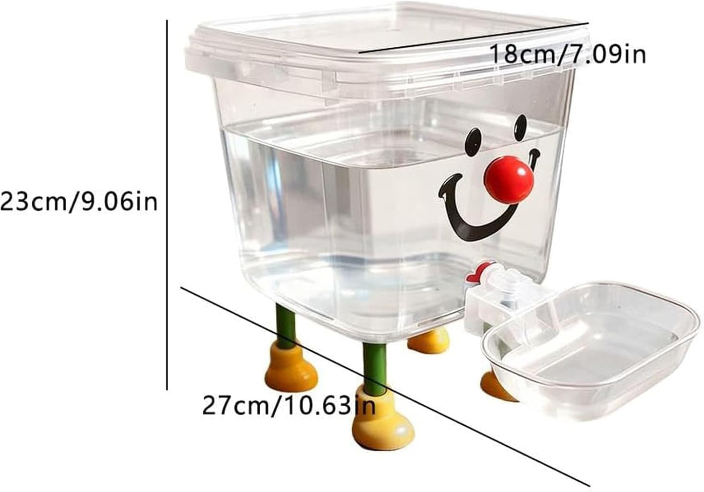 100oz Pet Water Dispenser with Large Capacity, No Electricity Required Automatic Water Filling with Dust Cover for Kittens, Puppies & Small Pets (Red Nose)
