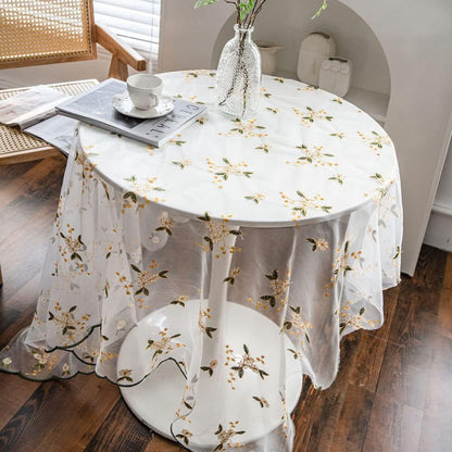 Elegant Lace Tablecloth Floral Embroidery Lace Table Cover Overlay for Party Wedding Kitchen Dining Home Decorations (Yellow,39"x51")