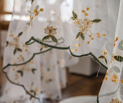 Elegant Lace Tablecloth Floral Embroidery Lace Table Cover Overlay for Party Wedding Kitchen Dining Home Decorations (Yellow,39"x51")